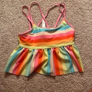 rainbow stripped kids swimsuit top